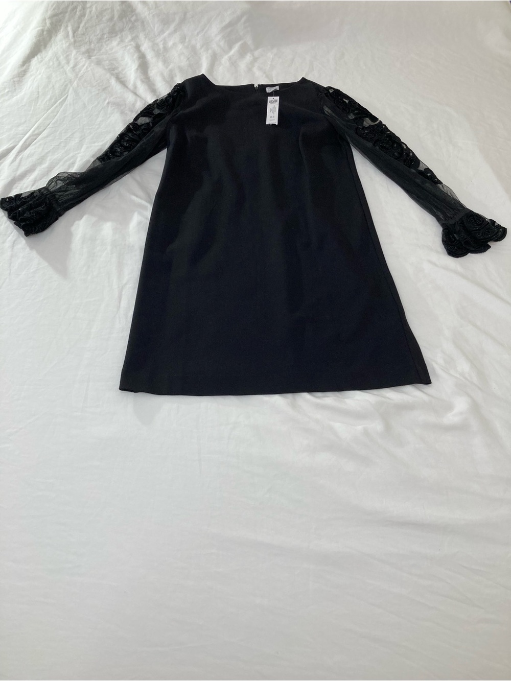 Chico's Black Mini Dress with Lace Bell Sleeves